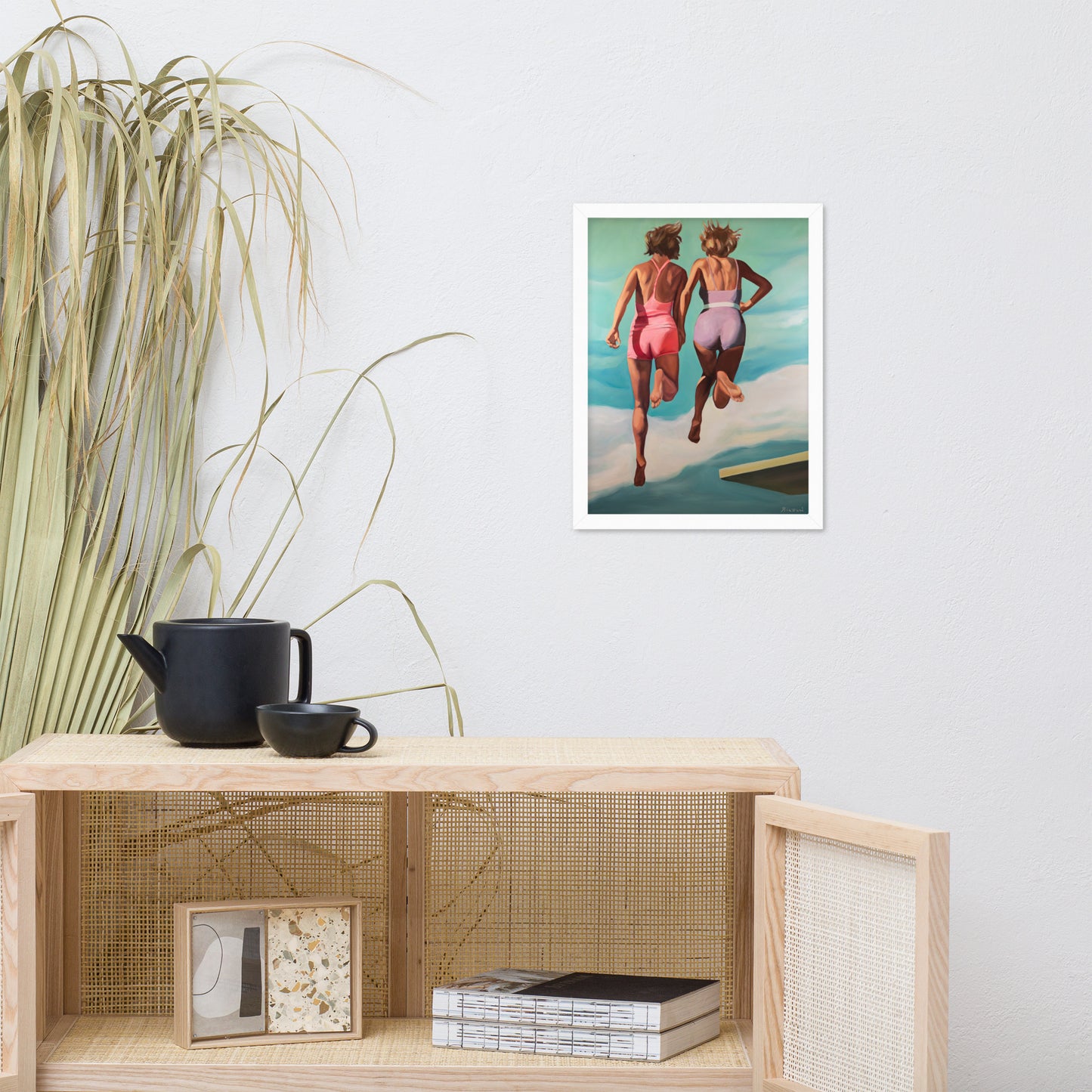 Jumping ladies Framed poster