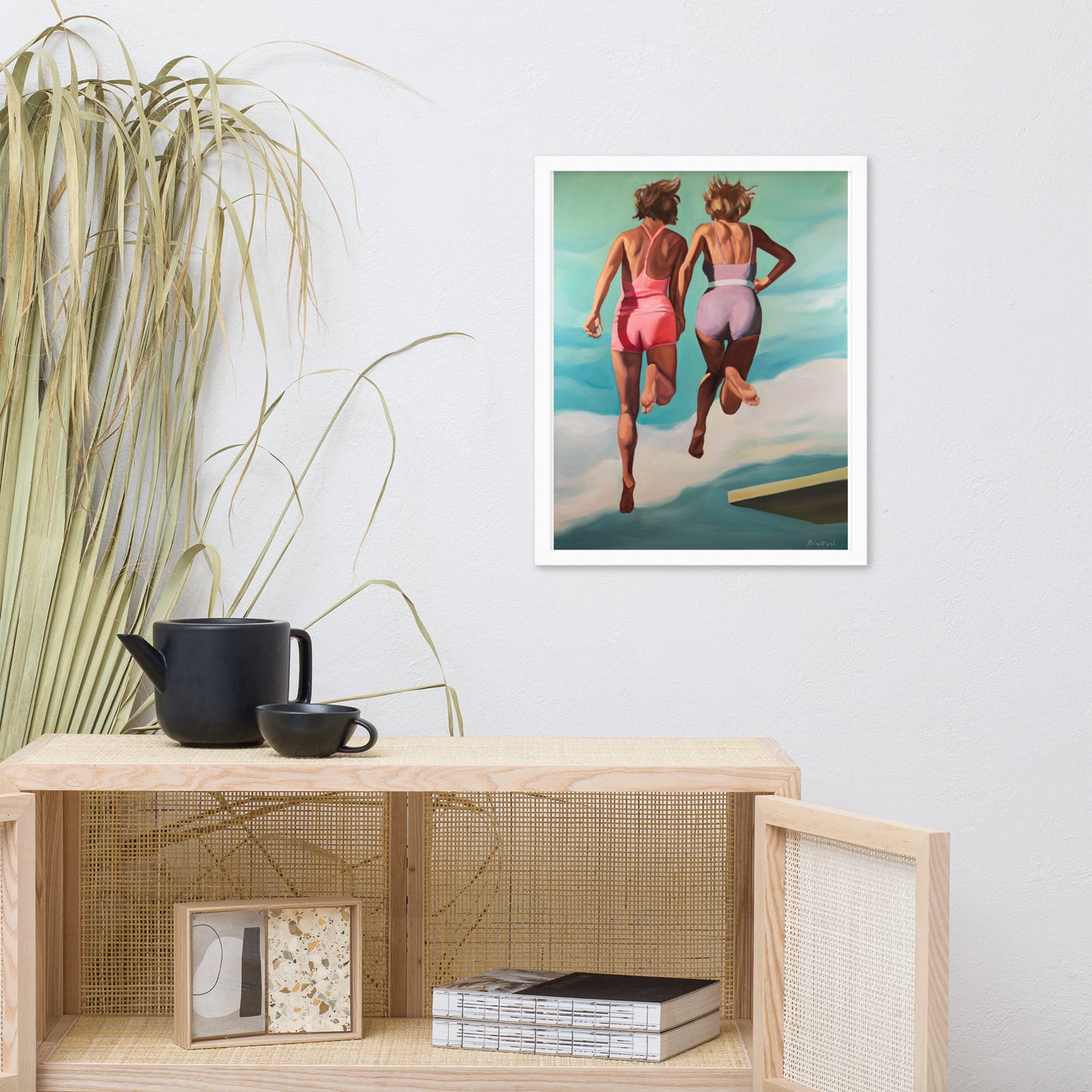 Jumping ladies Framed poster